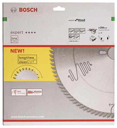 Bosch Ahşap | Sunta Daire Testere Bıçağı 250*30 mm 40 Diş Expert 2608642505
